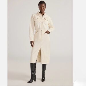 Elegant Cream Women's Denim Midi Dress